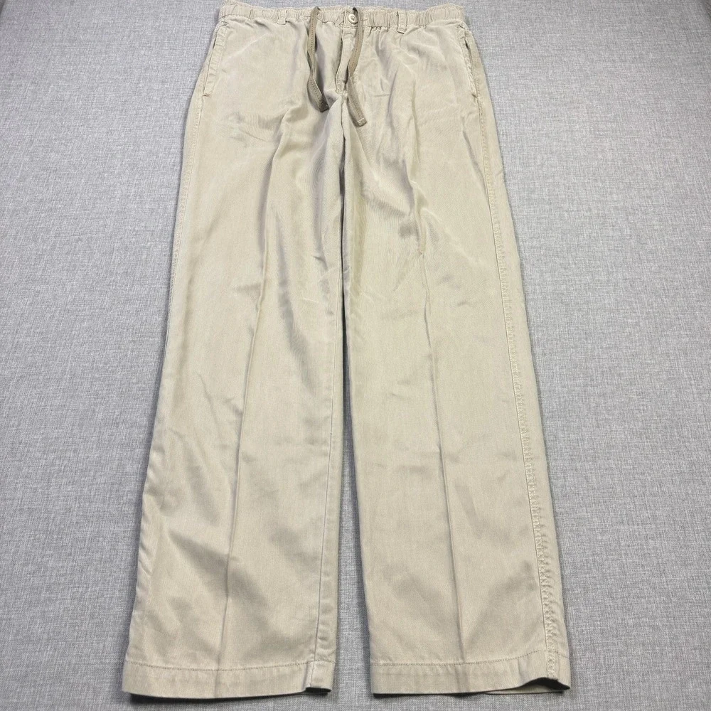 Tommy Bahama Drawstring Pants Mens Large 32x30 Beige Chino Lyocell Relaxed